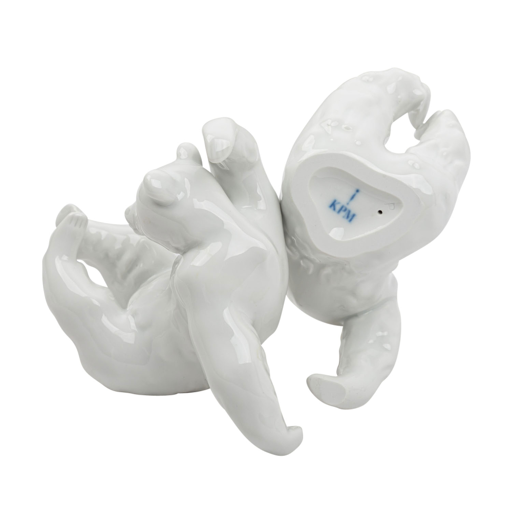 Porzellanfigur ❘ Figur BÄR spielend, klein Weiss