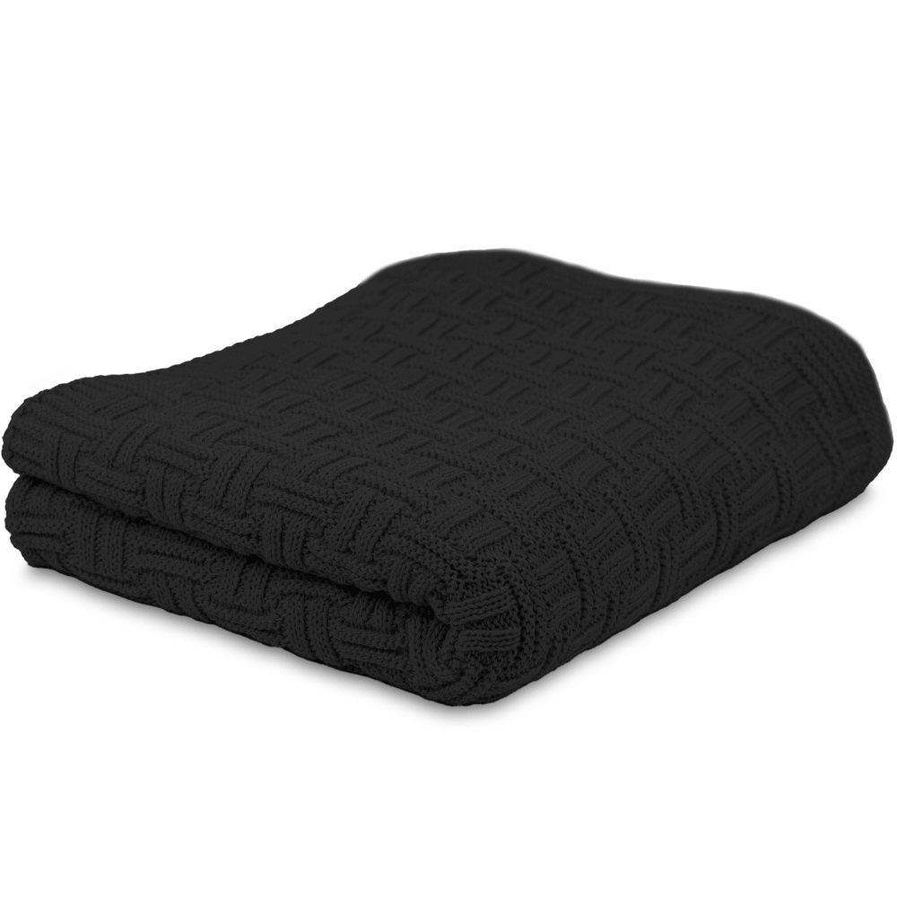 Strickdecke | "H"Design. Schwarz