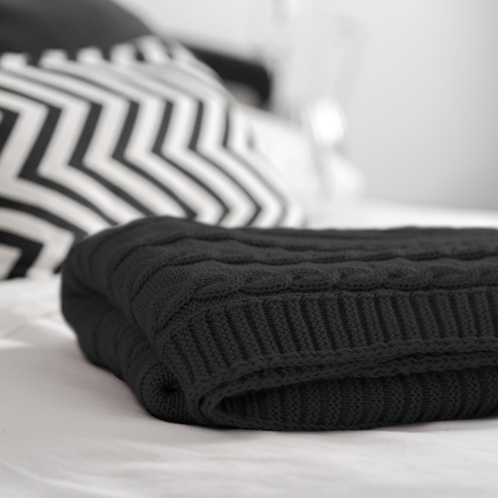 Knitted blanket | "3er"Design. Anthracite