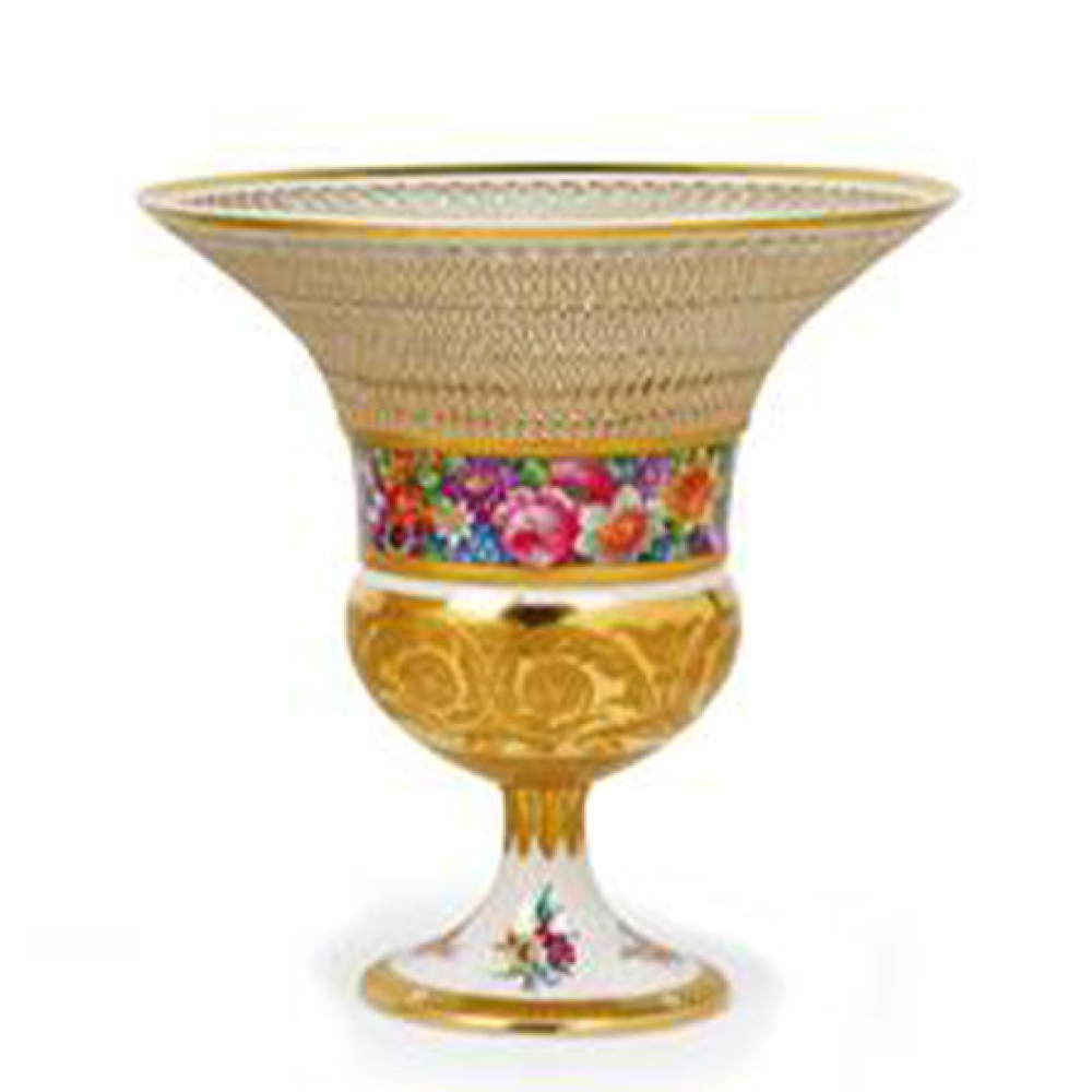 KPM Berlin Schinkelkorb |  Prunkvase mit Handmalerei und Goldmalerei