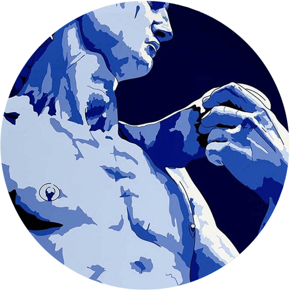 Michelangelo Buonarroti David wall plate in blue