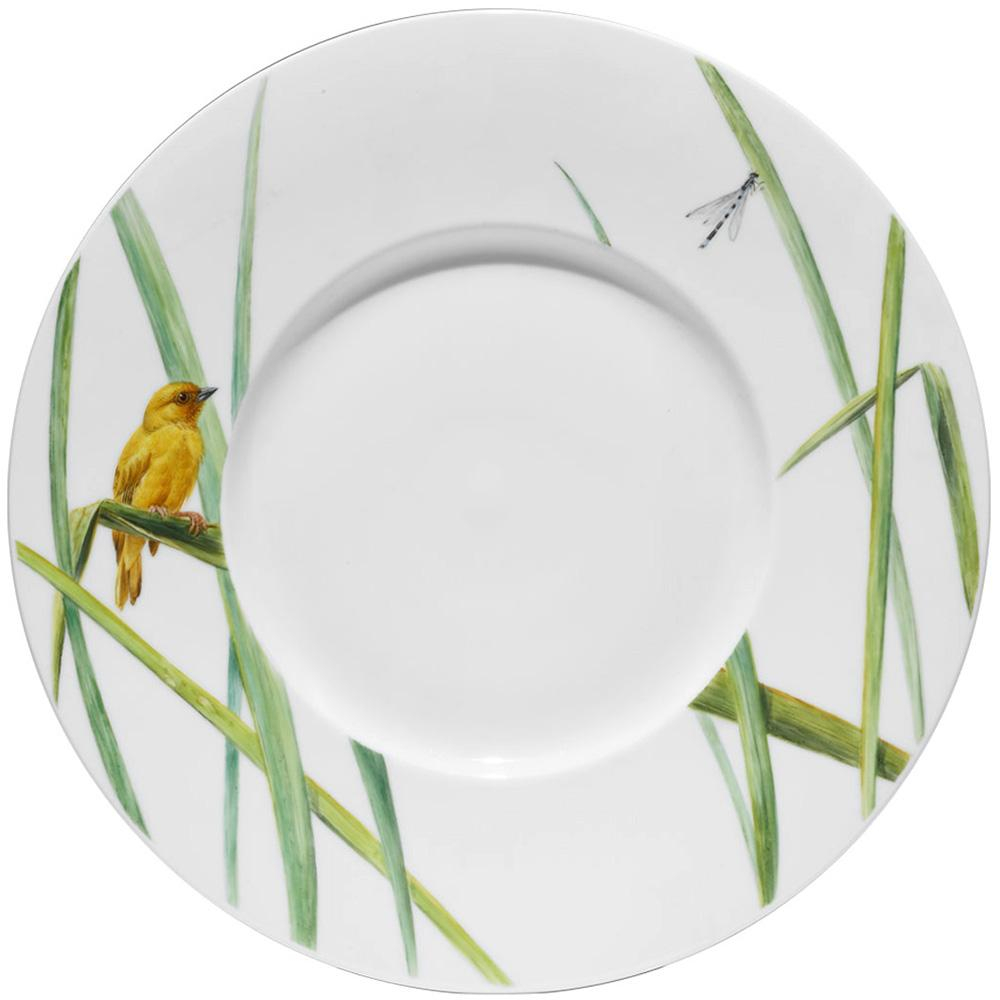 Gourmetteller | Handmalerei. Das Schilf mit Vogel