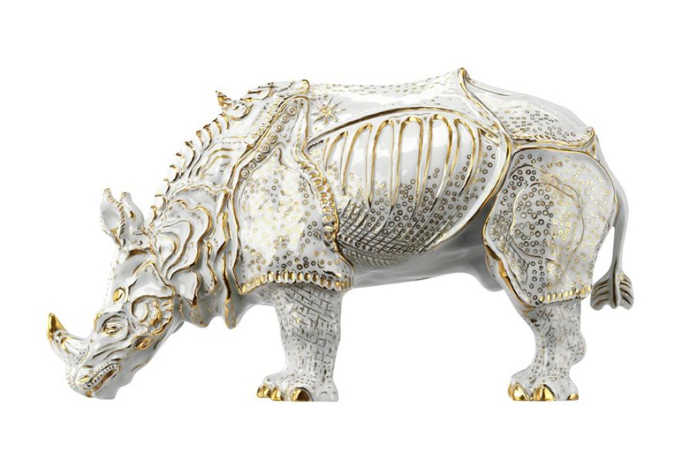 Künstler-Skulptur | RHINOCERUS, Echtgoldstaffierung