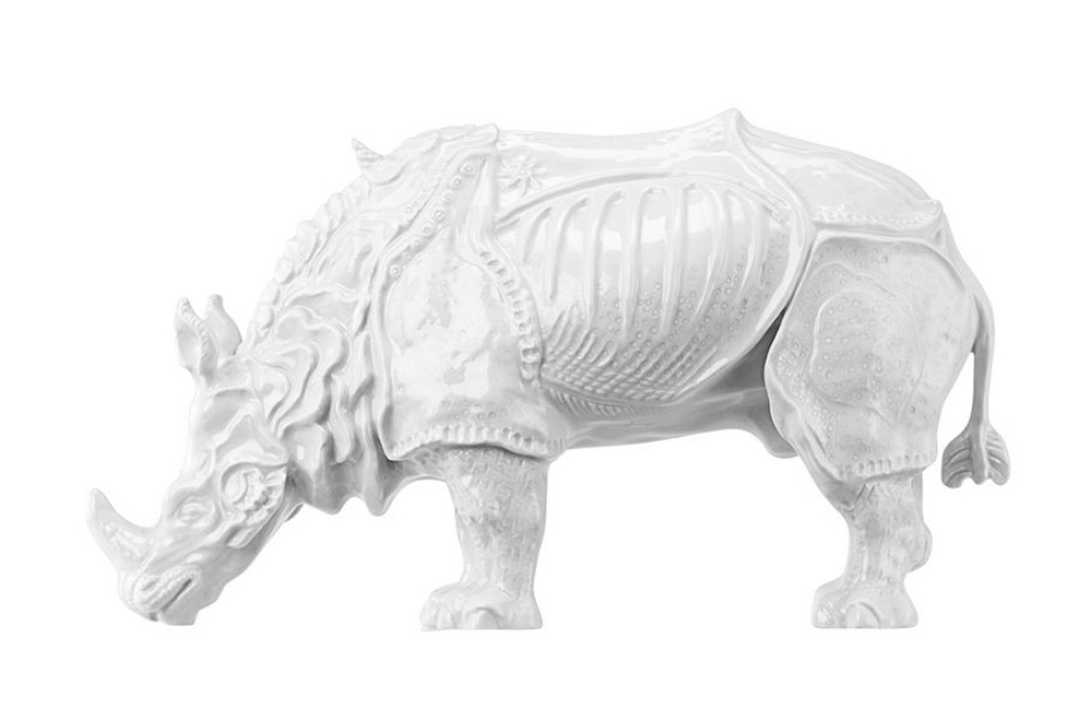 Künstler-Skulptur | RHINOCERUS,  weiß 