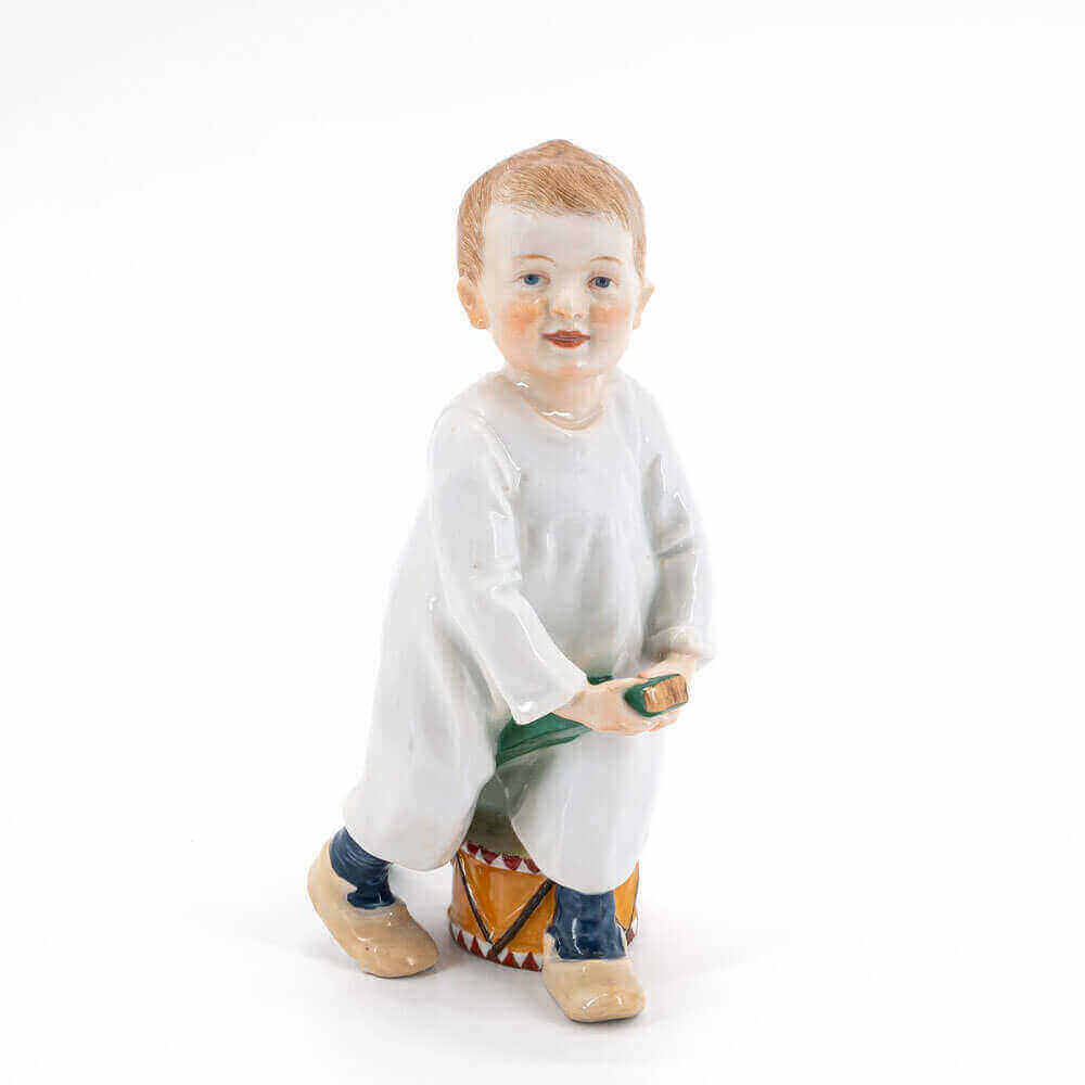 Meissen Porzellanfigur | Hentschelkinder Kind mit Stecken und Trommel