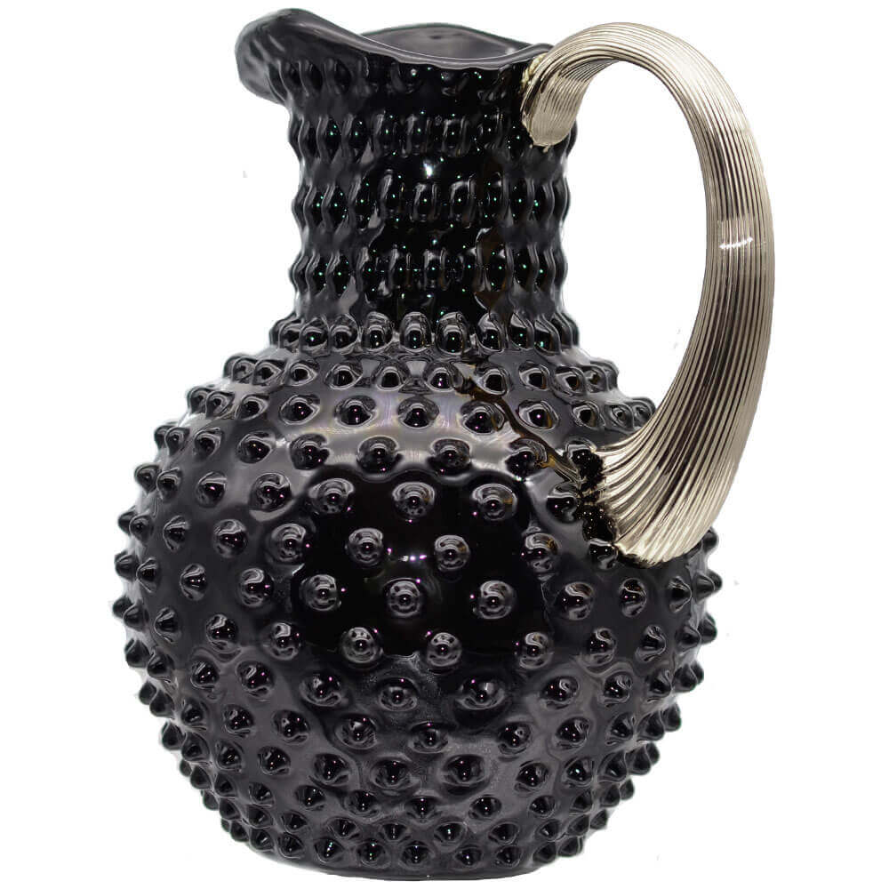 Glaskrug mit Platinhenkel, NUPPENGLAS