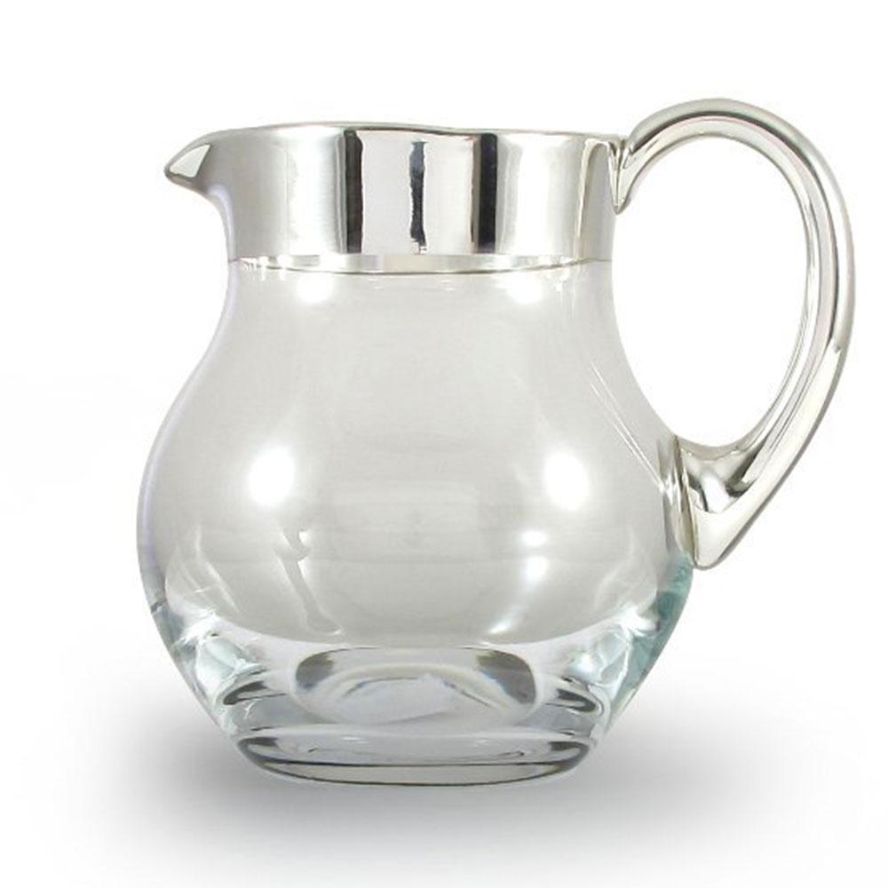 Preview: Glass jug 0.5 l with wide fine silver rim & handle  glass pitcher
