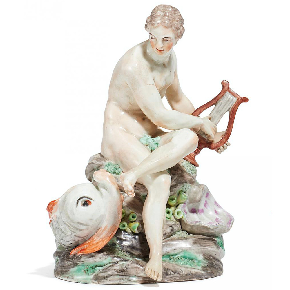 Arion mit Leier auf Felsen sitzend, Frankenthal Porzellan
