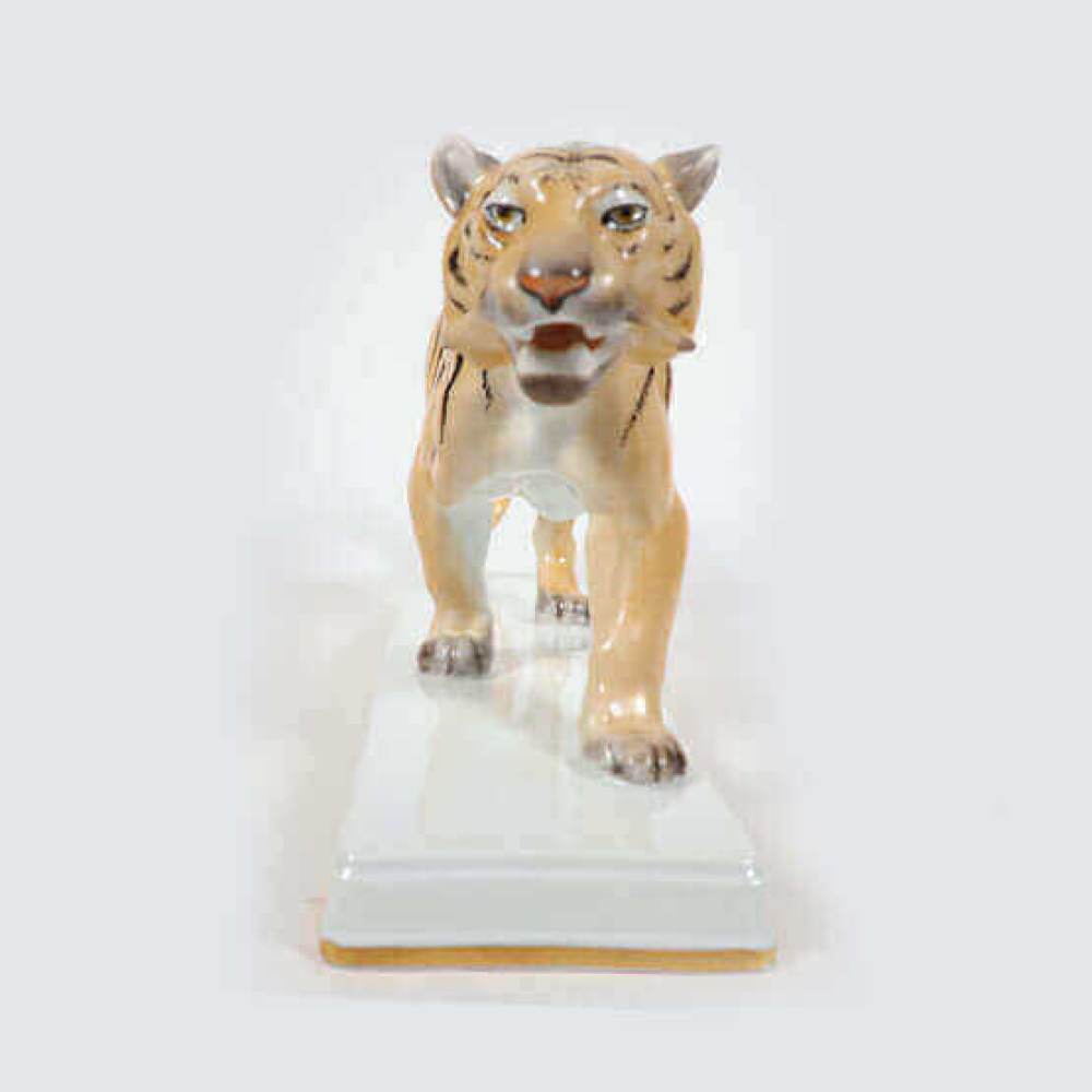 Preview: KPM BERLIN | Porcelain Figurines: Striding Tiger. Vintage porcelain