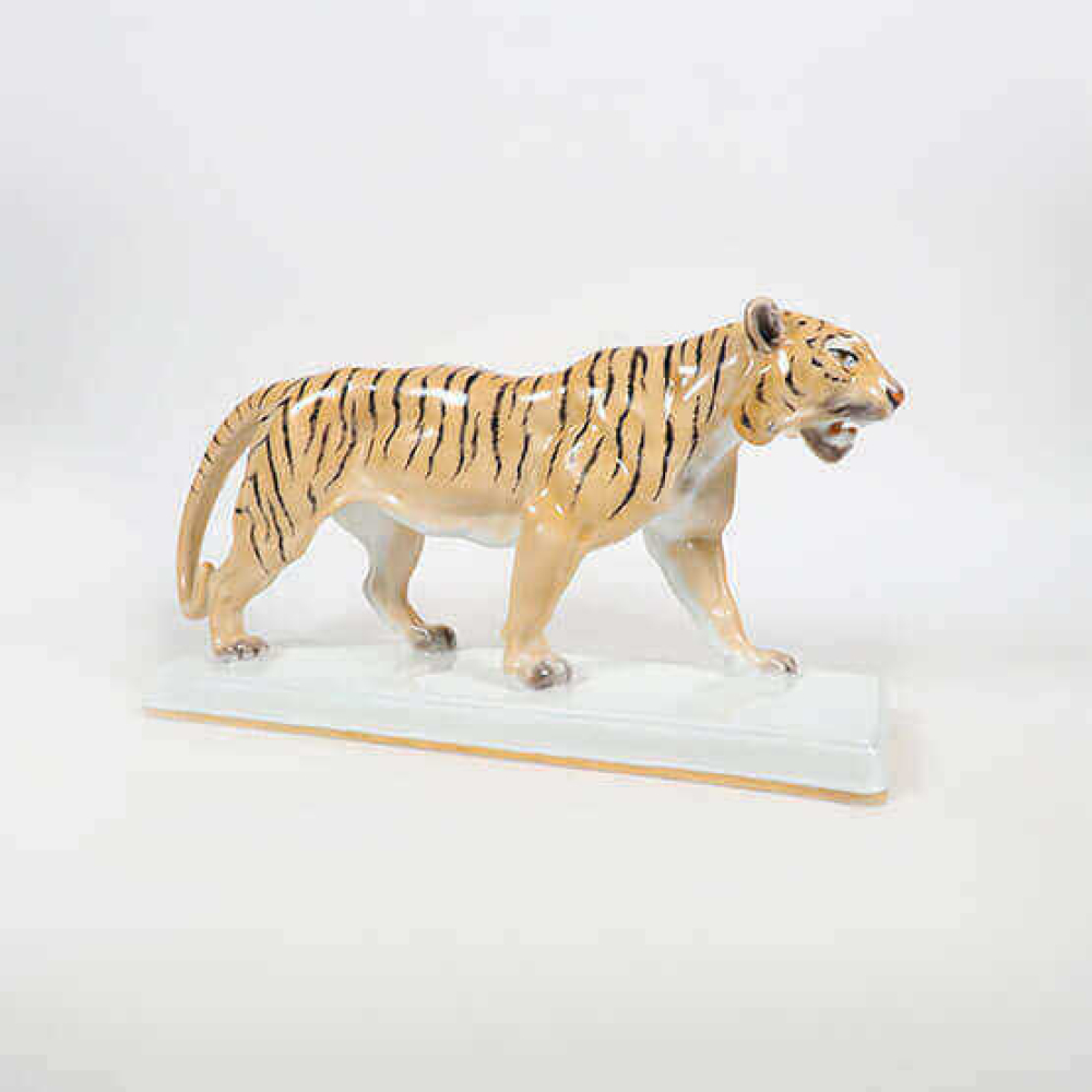 Preview: KPM BERLIN | Porcelain Figurines: Striding Tiger. Vintage porcelain