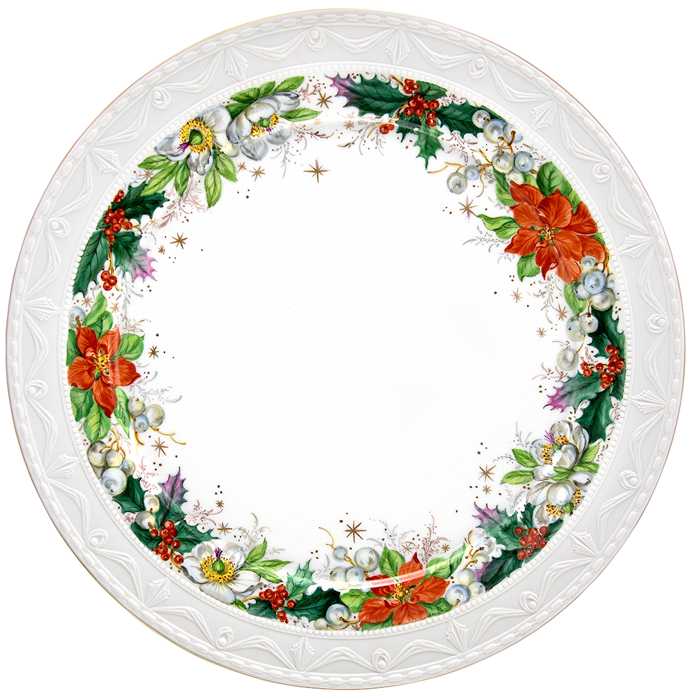 Preview: Presentation plate ❘ ❘ Hand-painted Xmas de Luxe with colored rim