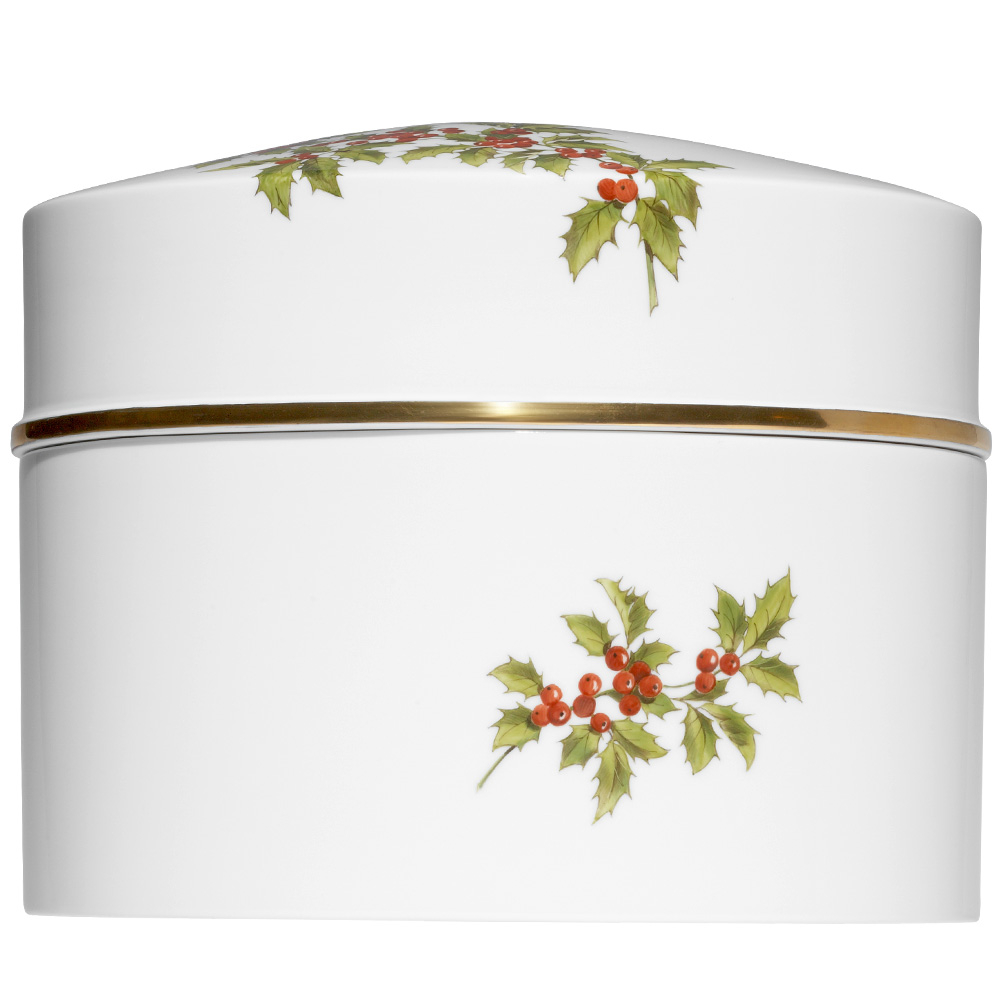 Porzellandose | Ilex mit Goldstaffierung