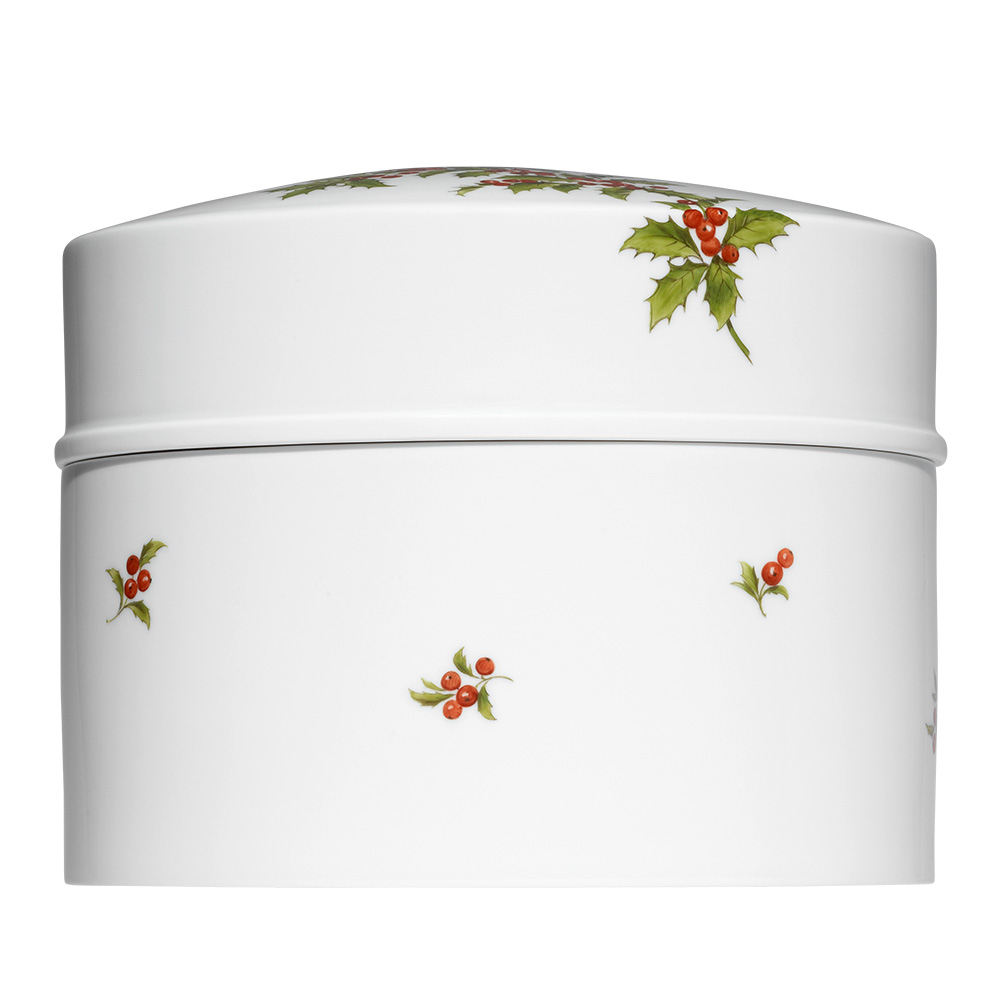 Porzellandose | Ilex mit Handmalerei