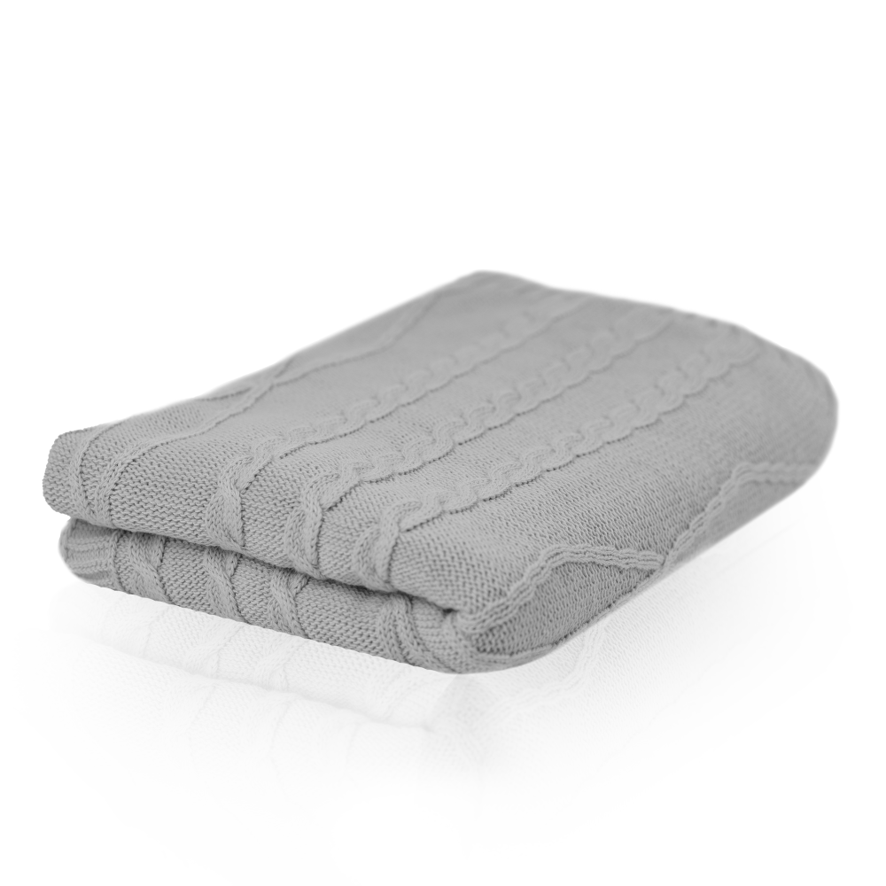 Knitted blanket | "3er"Design. Light gray