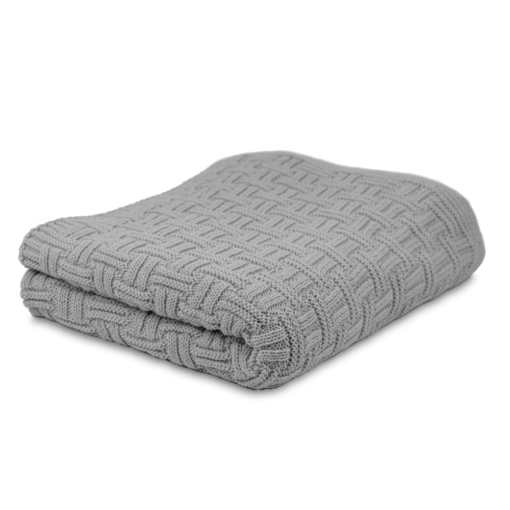 Knitted blanket | "H"Design. Light gray