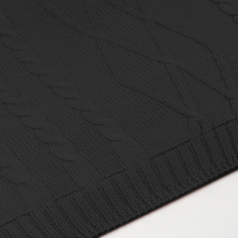 Knitted blanket | "3er"Design. Anthracite