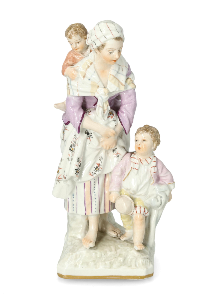 Bettlerin mit zwei Kindern, Porzellanfigur KPM Berlin
