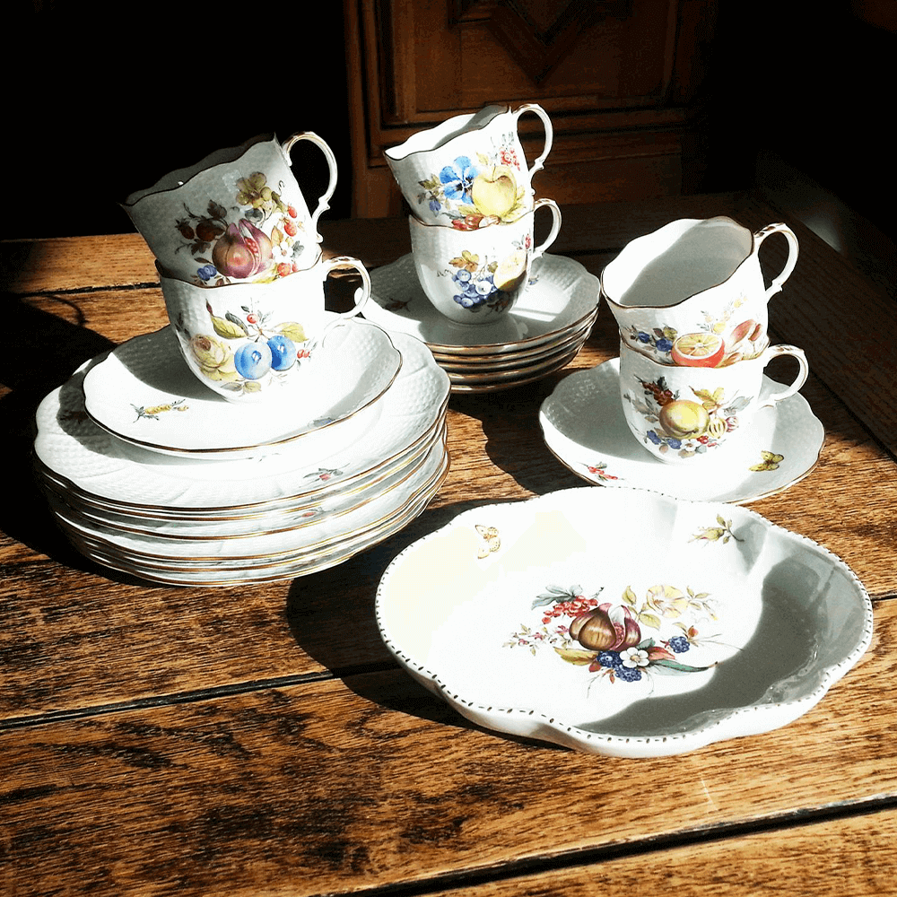 Kaffeeservice | Ludwigsburger Porzellan. Barocke Obstmalerei