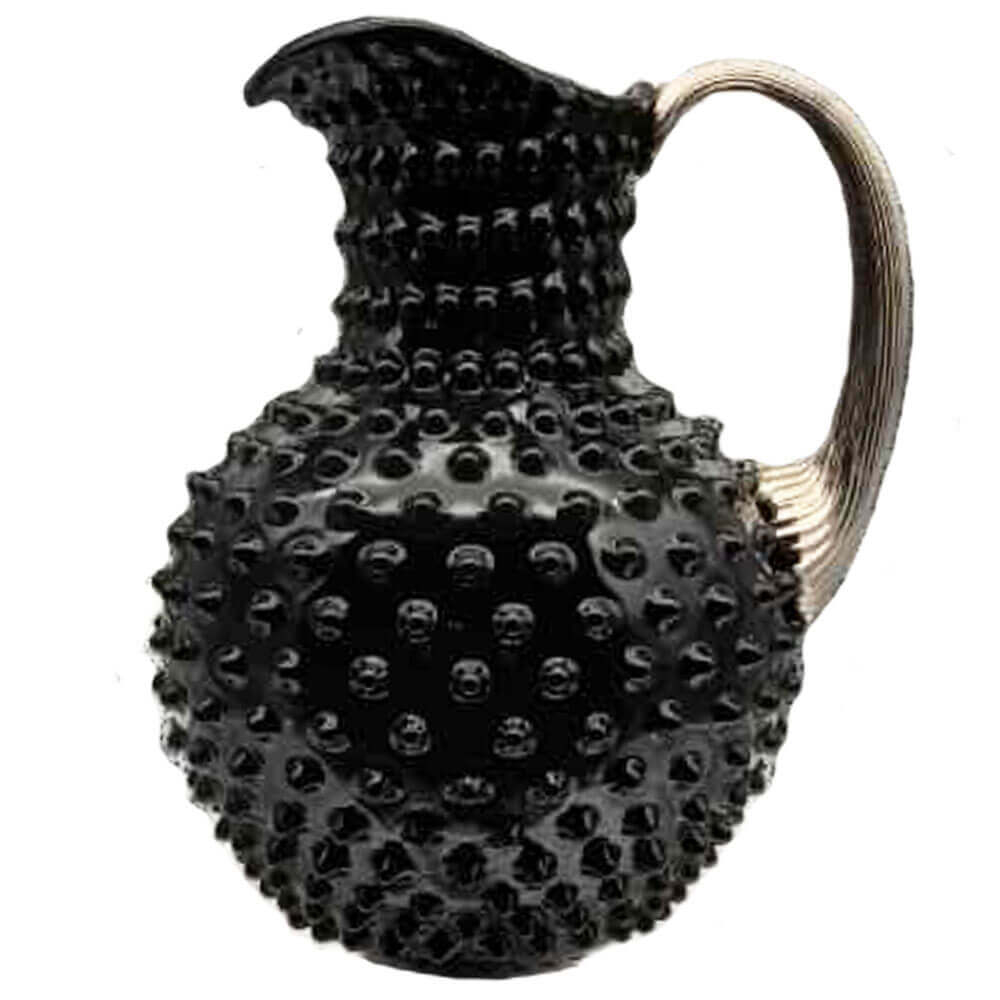 Glaskrug mit Platinhenkel, NUPPENGLAS