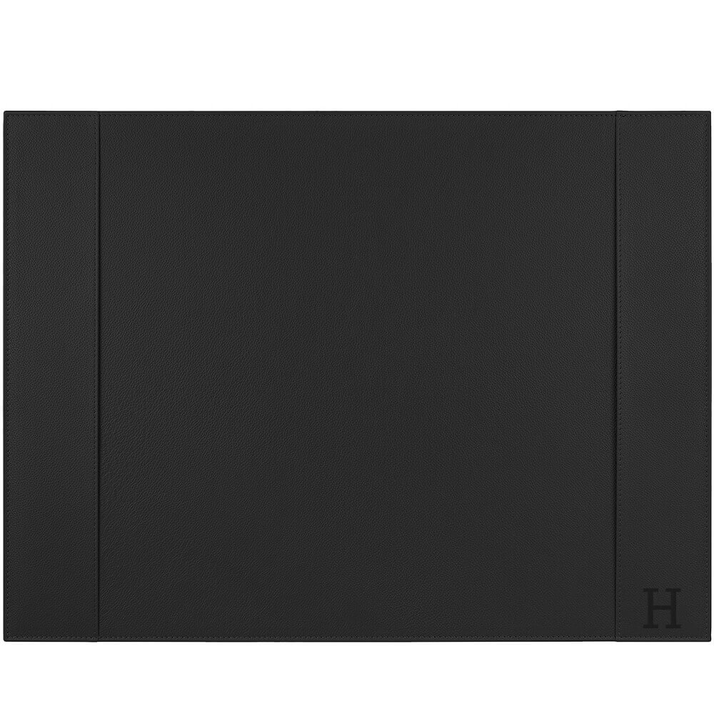 Desk pad made of cowhide leather, black
