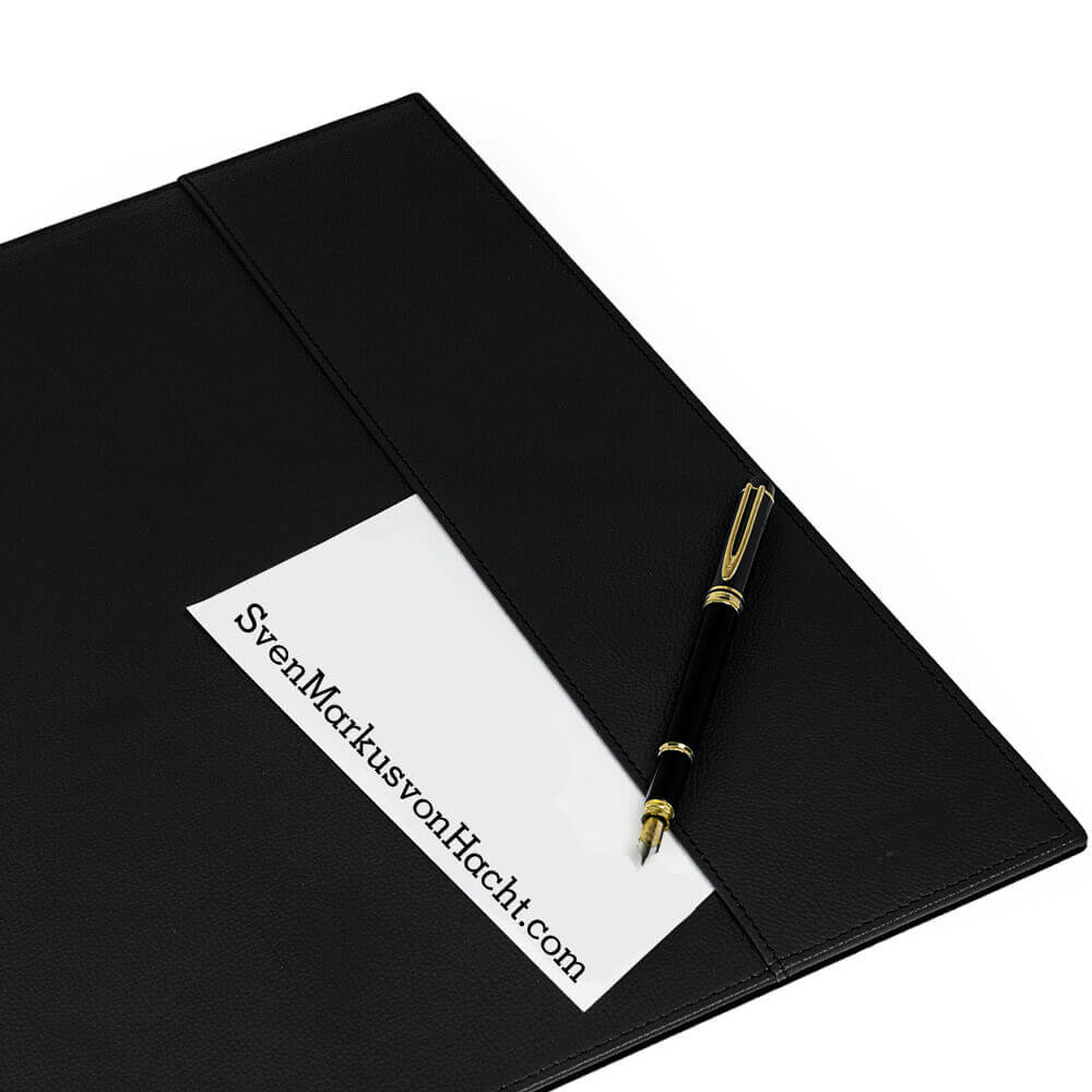 Desk pad made of cowhide leather, black