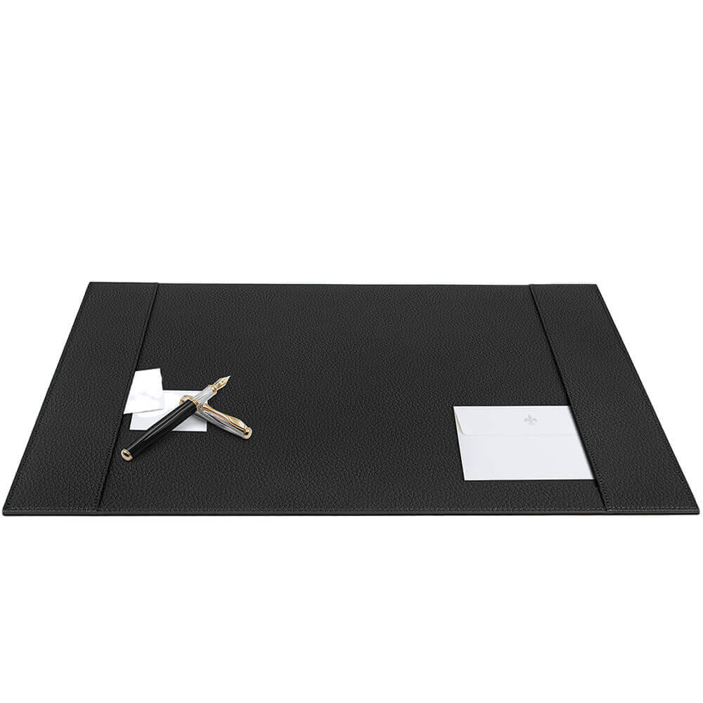 Desk pad made of cowhide leather, black