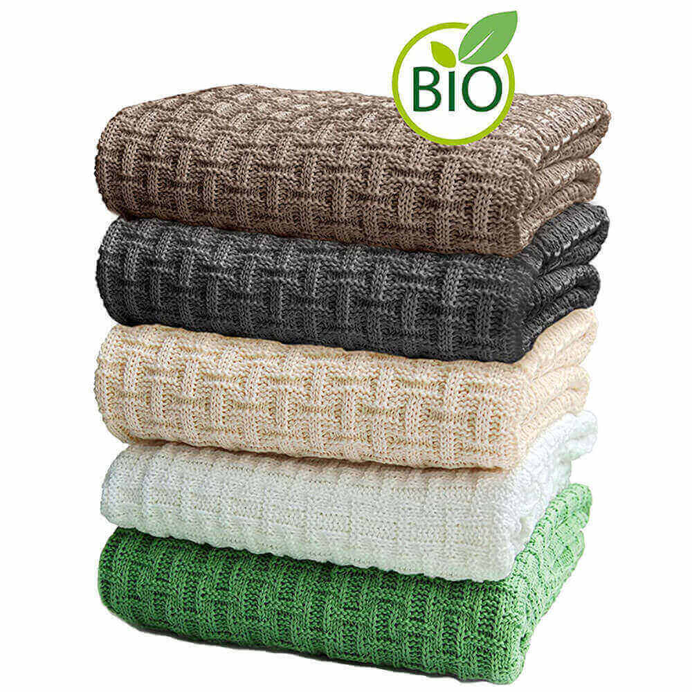 H" beach towel, organic cotton, White